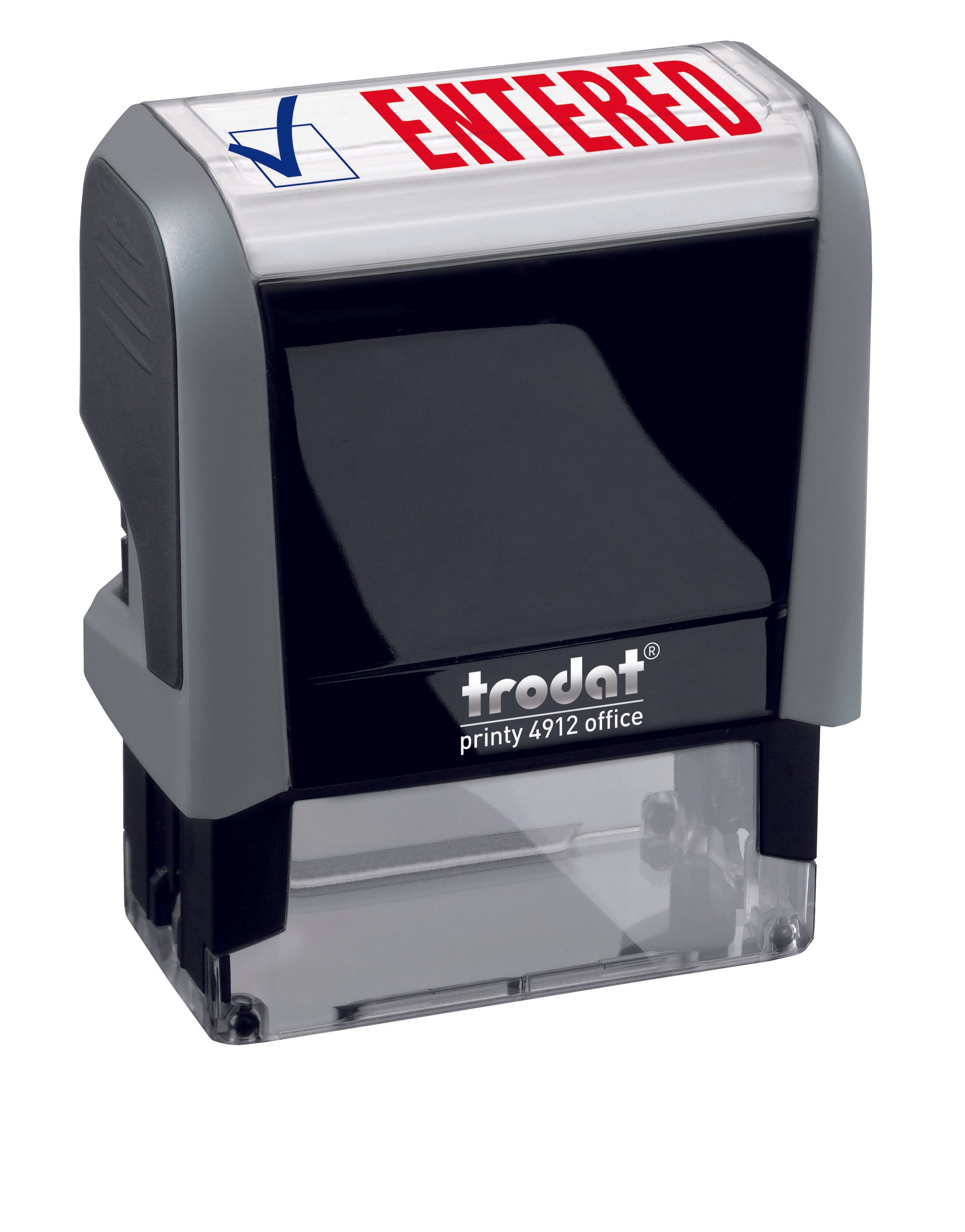 Trodat ENTERED Ideal 4912 Custom Self-Inking Rubber Stamp Left Angle