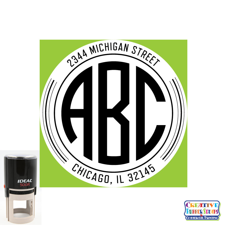 ABC Mongram Personalized Round Self-Inking Address Stamp