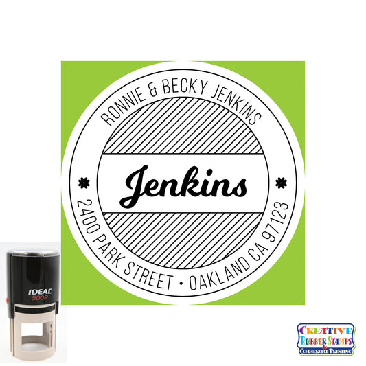 Jenkins Personalized Round Self-Inking Address Stamp