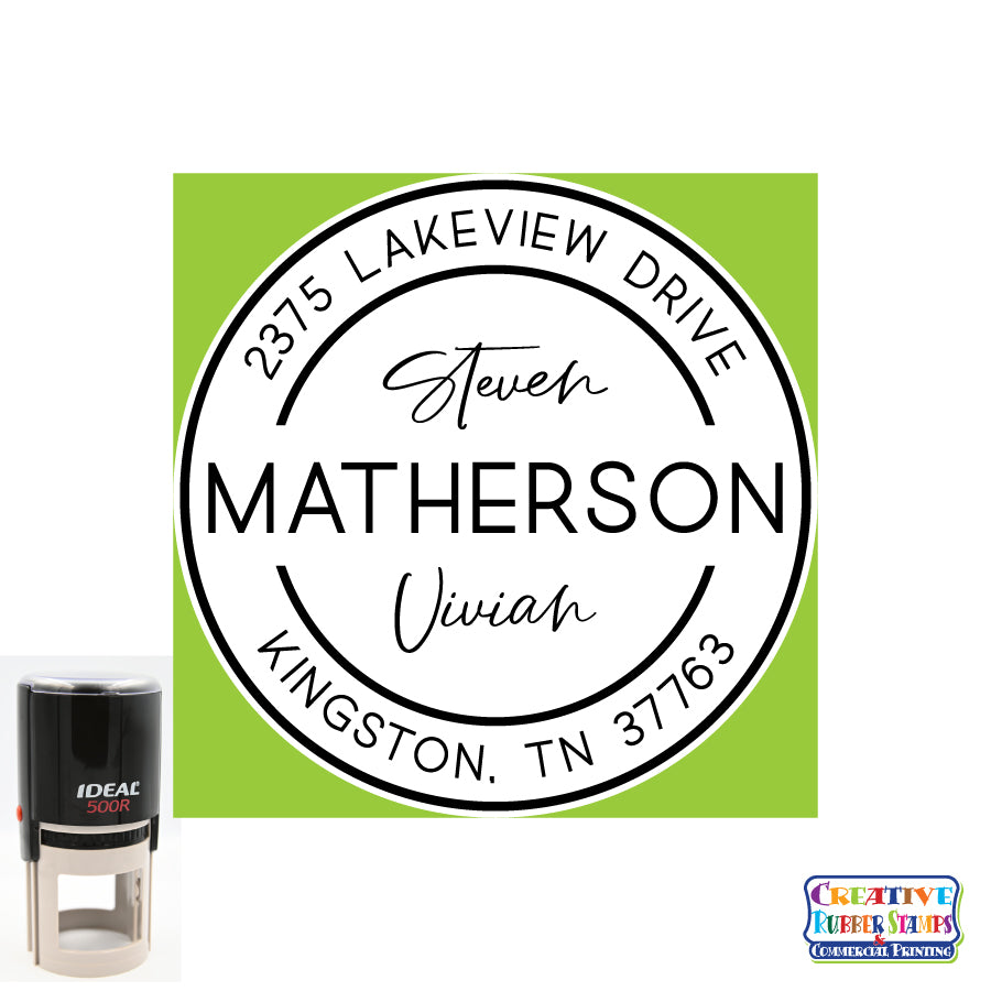 Matherson Personalized Round Self-Inking Address Stamp